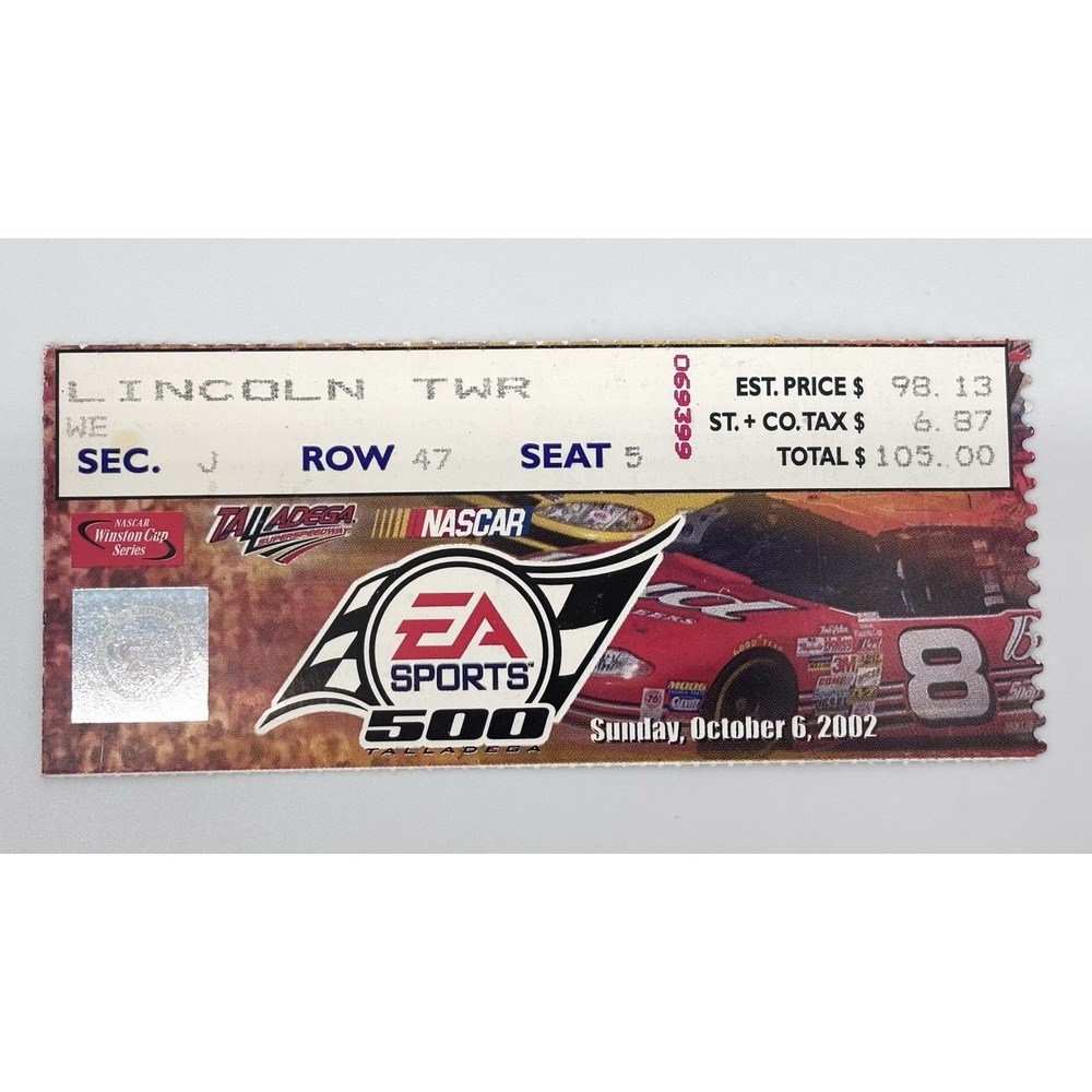 2002‎ Talladega EA Sports 500 NASCAR Dale Earnhardt Jr No 8 Ticket Stub